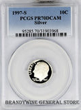1997-S Roosevelt Silver Dime certified by PCGS Proof 70 Deep Cameo