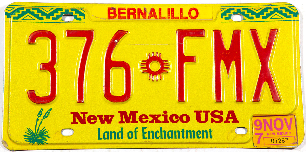 1997 New Mexico car license plate from Bernalillo County in Excellent minus condition