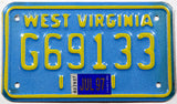 1997 West Virginia motorcycle license plate in excellent condition