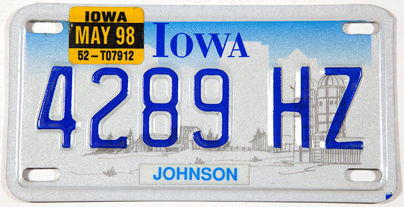 A great graphic 1998 Iowa Motorcycle License Plate