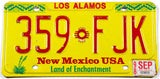 1998 New Mexico car license plate in excellent condition from Los Alamos county