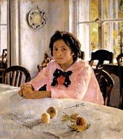 An archival premium Quality Art Print of a Girl With Peaches painted by Valentin Serov in the year 1887 for sale by Brandywine General Store.