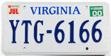 A 2000 Virginia passenger car license plate for sale at Brandywine General Store Unused excellent plus