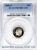 2000-S Roosevelt Dime certified by PCGS Proof 70 Deep Cameo