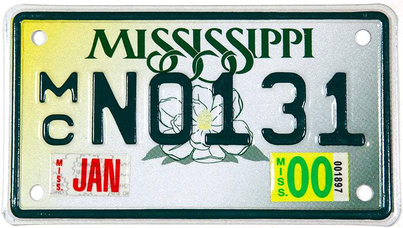 2000 Mississippi Motorcycle License Plate | Brandywine General Store