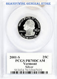 2001-S Vermont Silver Statehood Quarter PCGS Proof 70 Deep Cameo Obverse