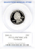 2001-s vermont state quarter certified pcgs 70 deep cameo