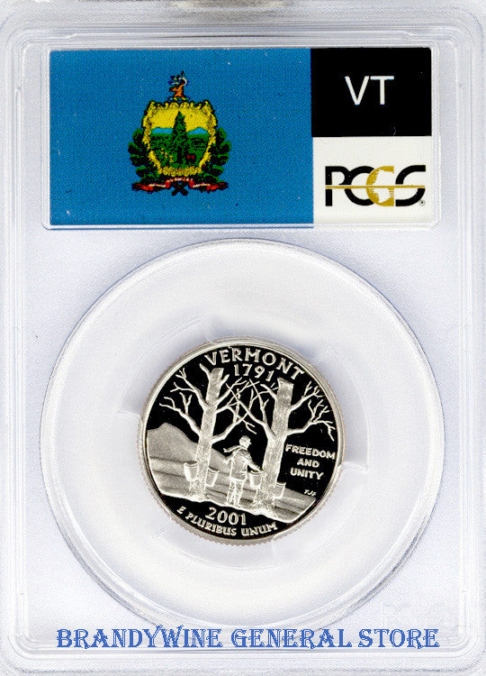 2001-s vermont state quarter certified perfect by pcgs at proof-70-deep cameo