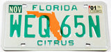2001 Florida Passenger Automobile License Plate grading excellent minus