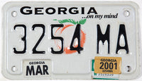 A scenic 2006 Georgia motorcycle license plate in excellent minus condition