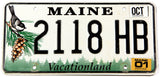 A scenic 2001 Maine Chickadee car license plate in excellent minus condition