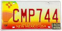 2001 New Mexico car license plate with the balloon base grading excellent minus