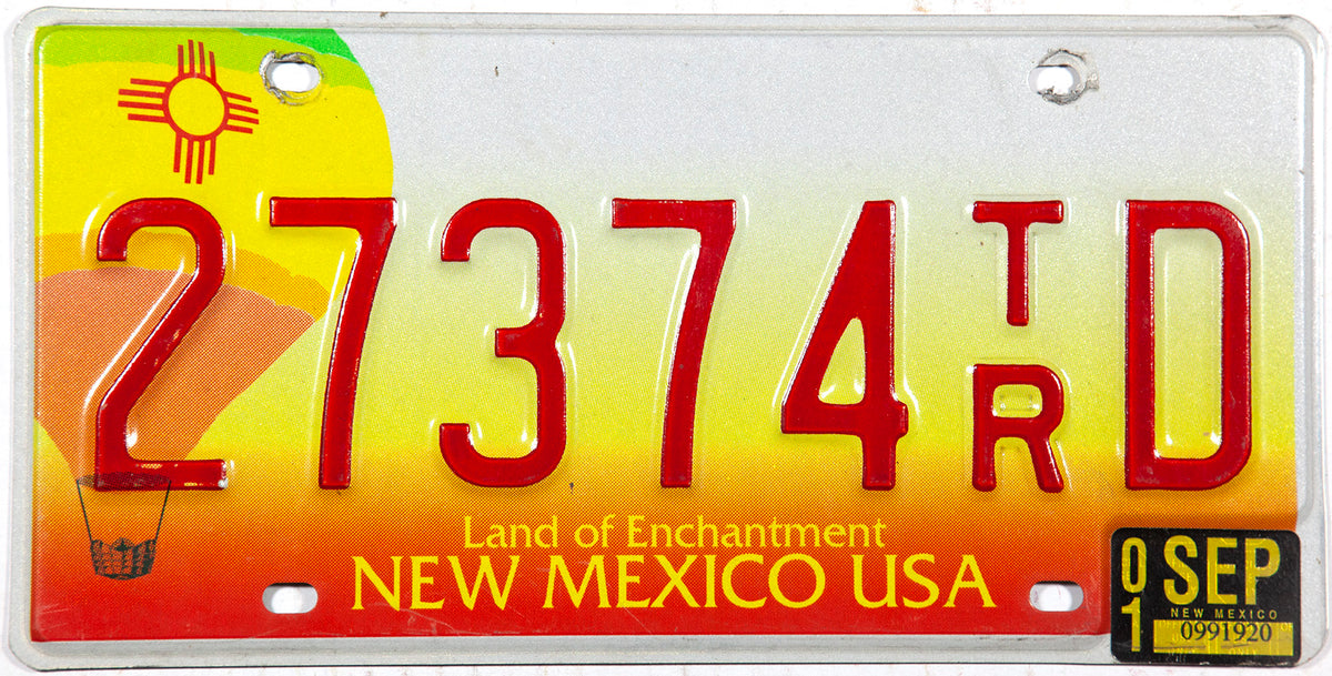 2001 New Mexico balloon base trailer license plate in excellent minus condition