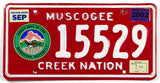 2002 Oklahoma Muscogee Creek Nation license plate in excellent minus condition