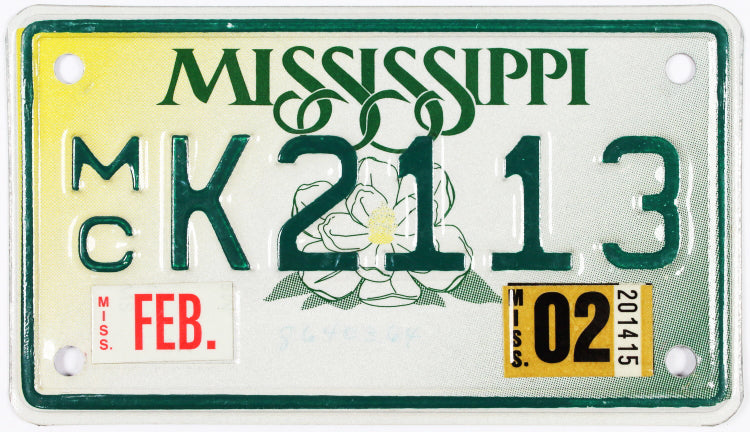 2002 Mississippi Motorcycle License Plate