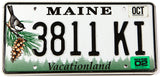 A scenic 2002 Maine Chickadee car license plate in excellent plus condition
