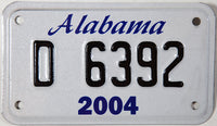 A 2004 Alabama Motorcycle Dealer License Plate that is in Excellent plus Condition and from New Old Stock for sale by Brandywine General Store
