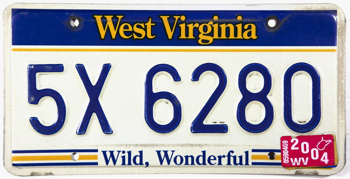 2004 West Virginia license plate in very good condition