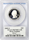 2005-S West Virginia Silver Quarter PCGS Proof 70 Deep Cameo Obverse