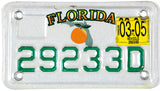 2005 Florida motorcycle license plate in very good plus condition