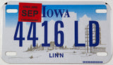 A NOS 2005 Iowa Motorcycle License Plate