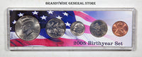 A 2005 Birth Year coin set which includes the Kennedy Half Dollar, Washington Quarter, Roosevelt Dime, Jefferson Nickel and Lincoln Cent for sale by Brandywine General Store