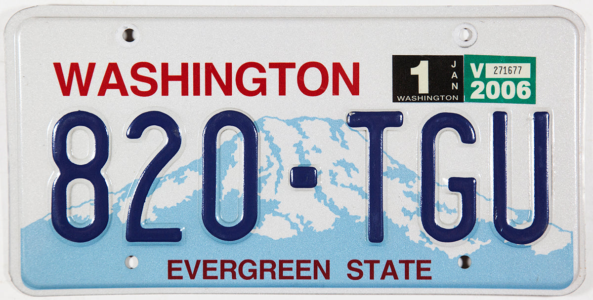 A 2006 scenic Washington car License Plate grading excellent minus