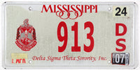 2007 Mississippi Delta Sigma Theta Sorority car license plate