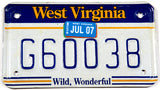 2007 WV motorcycle license plate in Excellent Minus condition