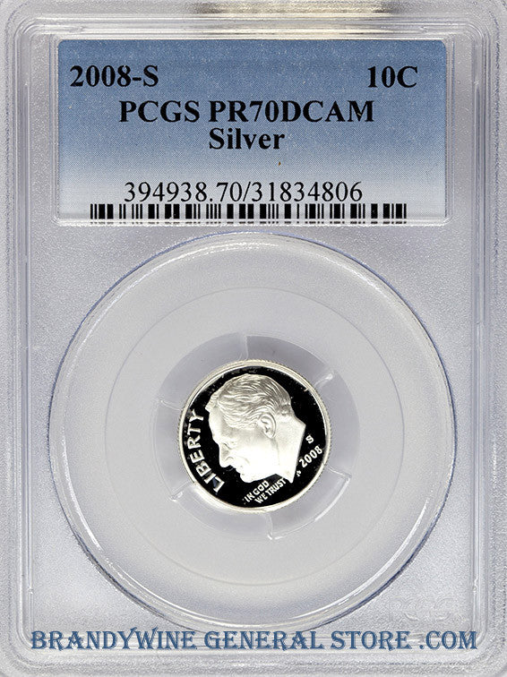 2008-S Roosevelt Silver Dime PCGS Proof 70 Deep Cameo
