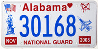 An unused classic 2008 Alabama National Guard License Plate for sale by Brandywine General Store in near mint condition