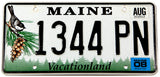 A scenic 2008 Maine Chickadee car license plate in excellent minus condition