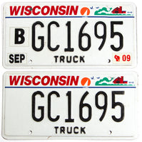 A pair of 2009 Wisconsin truck license plates in excellent minus condition