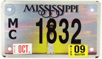 2009 Mississippi Motorcycle Lighthouse License Plate grading very good plus