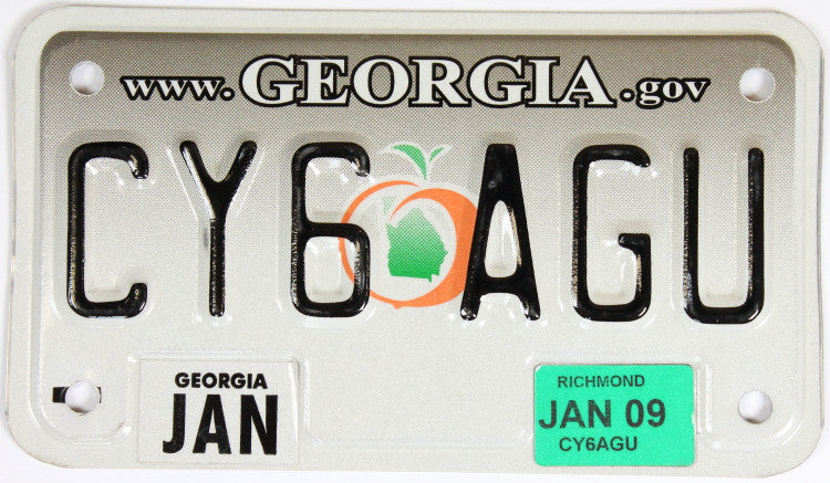2009 Georgia motorcycle license plate in Excellent Plus conditon