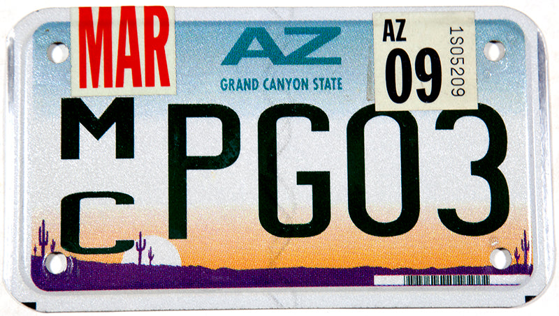   2009年 記念プレート 2009 Arizona Motorcycle License Plate | Brandywine General Store