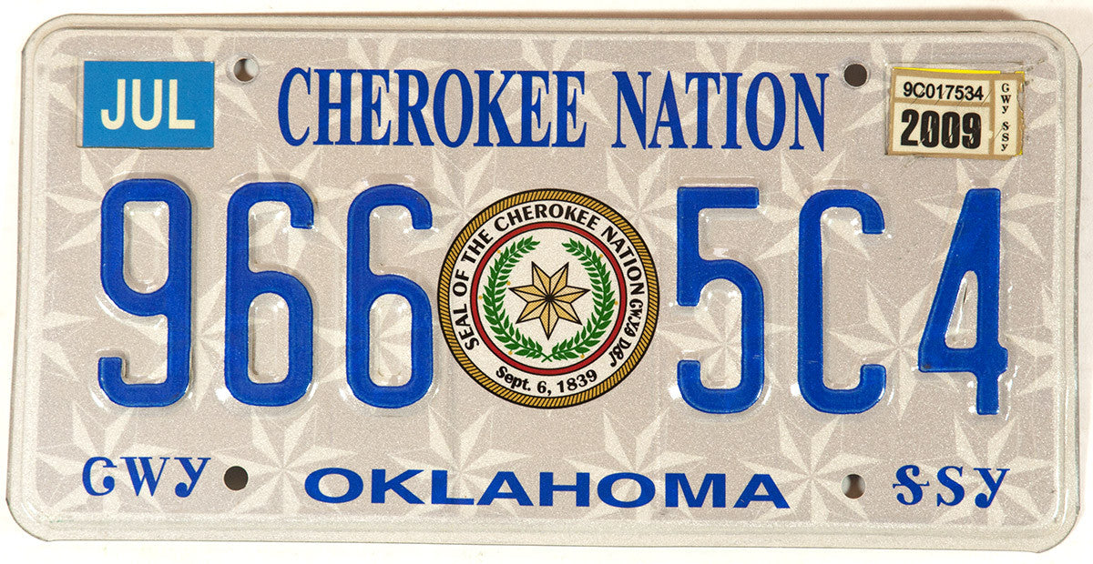 2009 Oklahoma Cherokee Nation License Plate