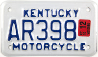 2010 Kentucky Motorcycle License Plate in near mint condition