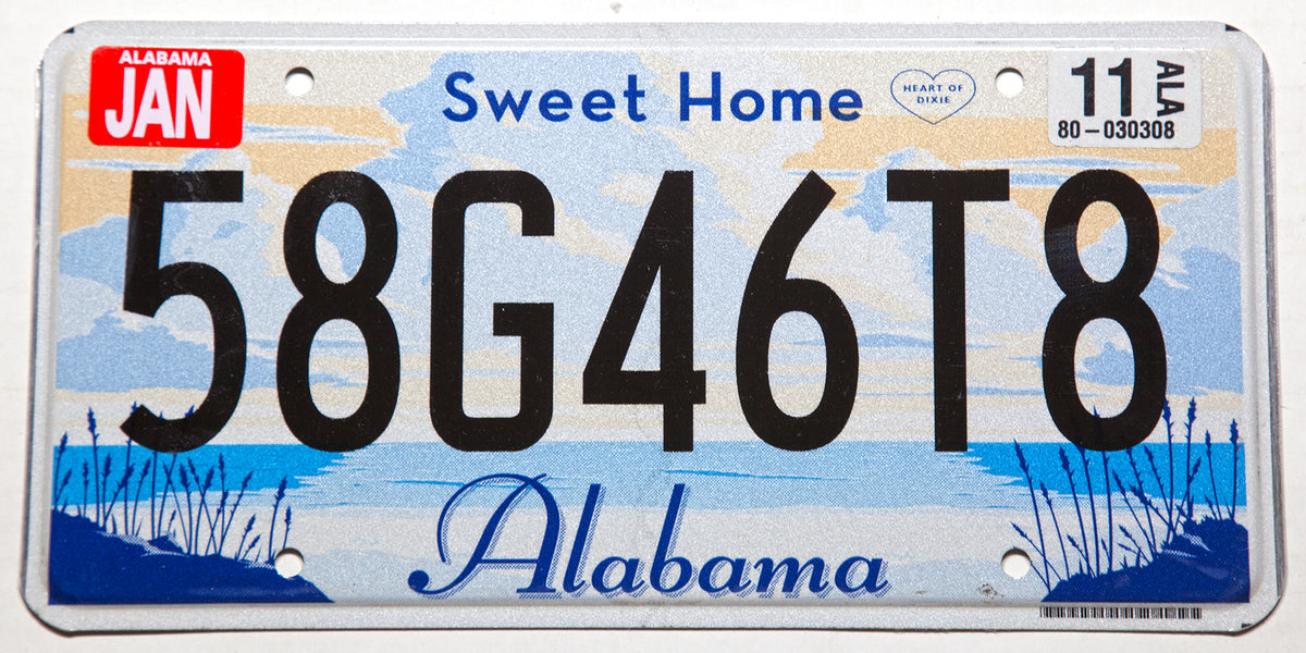 A 2011 Sweet Home Alabama car license plate for sale by Brandywine General Store in excellent plus condition