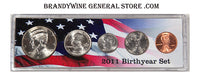 A 2011 Birth Year coin set which includes the Kennedy Half Dollar, America the Beautiful Quarter, Roosevelt Dime, Jefferson Nickel and Lincoln Cent for sale by Brandywine General Store