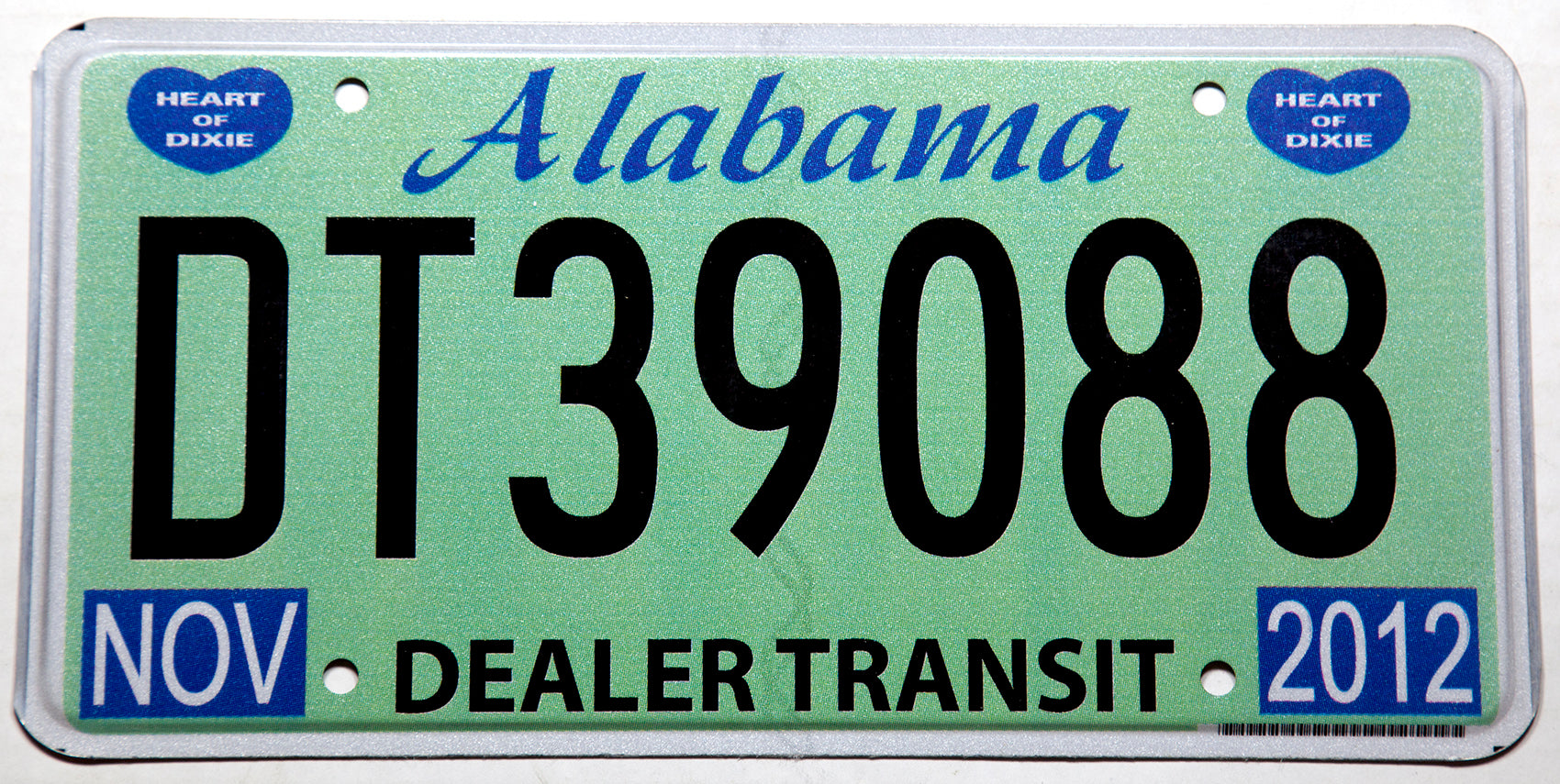 2012 Alabama Dealer Transit License Plate Brandywine General Store