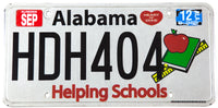 A 2012 Alabama Helping Schools Passenger Automobile License Plate for sale by Brandywine General Store in very good plus to excellent minus condition