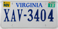 2012 Virginia passenger car license plate