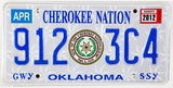 2012 Oklahoma Cherokee Nation License Plate