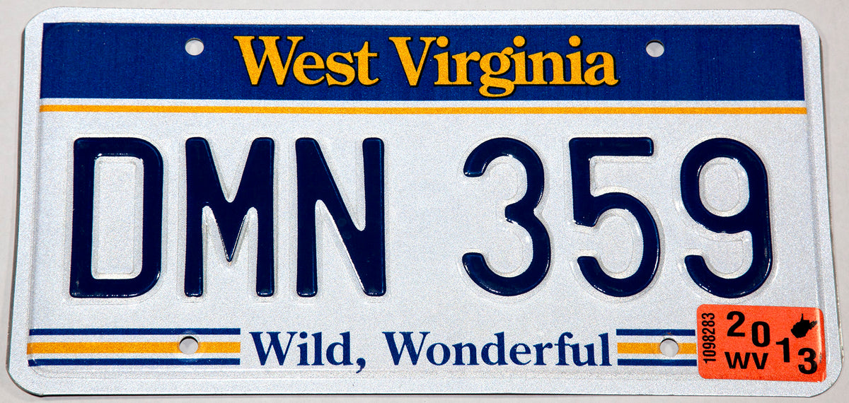 2013 West Virginia car license plate in excellent condition