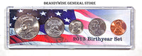A 2013 Birth Year coin set which includes the Kennedy Half Dollar, America the Beautiful Quarter, Roosevelt Dime, Jefferson Nickel and Lincoln Cent for sale by Brandywine General Store