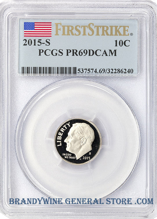 2015-S Roosevelt Dime First Strike certified by PCGS Proof 69 Deep Cameo