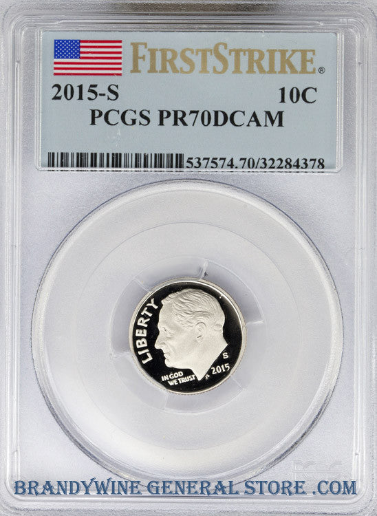 2015-S Roosevelt Dime certified by PCGS First Strike Proof 70 Deep Cameo