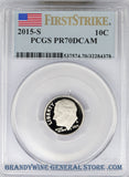 2015-S Roosevelt Dime certified by PCGS First Strike Proof 70 Deep Cameo