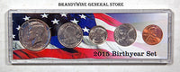 A 2015 Birth Year coin set which includes the Kennedy Half Dollar, America the Beautiful Quarter, Roosevelt Dime, Jefferson Nickel and Lincoln Cent for sale by Brandywine General Store